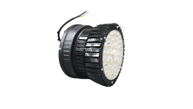 100W LED High Bay Light – Round Industrial UFO Lamp – Black & Silver